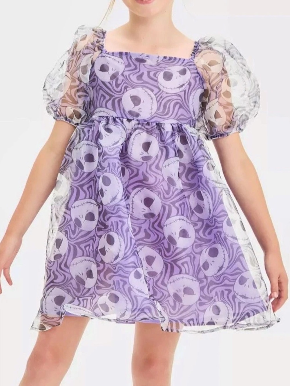 Disney Nightmare Before Christmas Girls Purple Puff Jack Skellington Dress